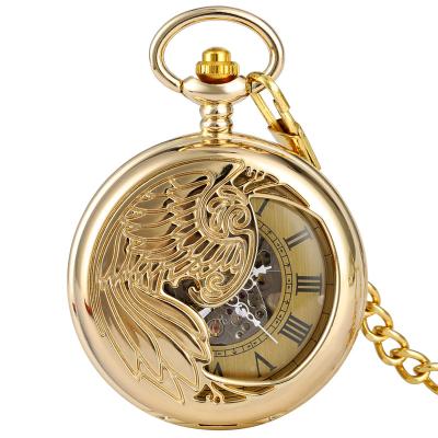 China Best Fashion Gold Silver Phoenix Automatic Mechanical Pocket Watches Steampunk Classic Self-winding Chain Skeleton Pocket Watch for sale