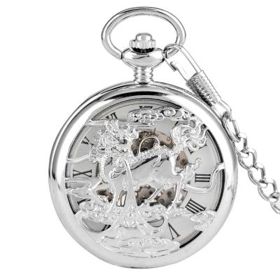 China China Ancient Unique Animal Skeleton Fashion Mechanical Movement Kirin Exquisite Mechanical Pocket Watch Winding Manual Watch for sale