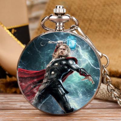 China Watch For Man American Famous Classic Classic Quartz Clock FOB Steampunk Thor Odinson Silver Chain Old Pendant Pocket Watch For Men for sale