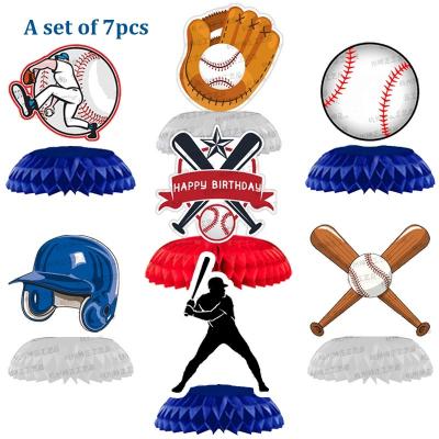 China Sports 7pcs Baseball Table Honeycomb Paper Fan Centerpiece for Baseball Club Party Birthday Party for sale