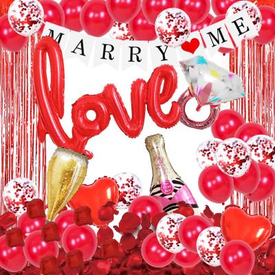 China Luxury Valentine's Day Party Decoration Set Heart Foil I LOVE YOU Balloon Set For Wedding for sale