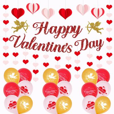 China Happy Valentine's Day Theme Party Background Ornaments Sweet Love Banner Latex Kit Balloons Garland for sale