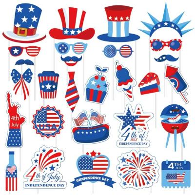 China Hot Sale 28pcs Funny Independence Day Party Decorations Party Photo Booth Props For Fourth Of July for sale