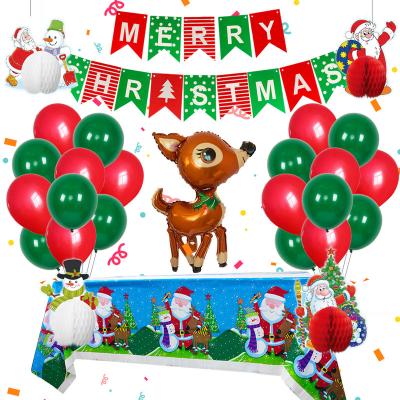 China Cute Cute Christmas Theme Party Decoration Supplies Merry Christmas Santa Claus Foil Balloon Honeycomb Balls Hanging Banner for sale