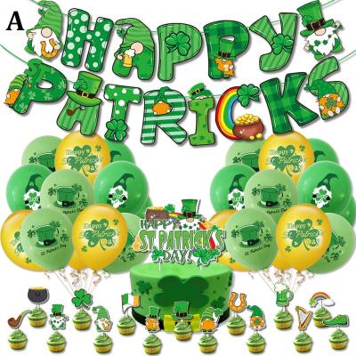 China 300g Card White St. Patrick's Day Party Decoration Banner Latex Balloons Cake Toppers For St. Patrick's Day Celebration Set for sale