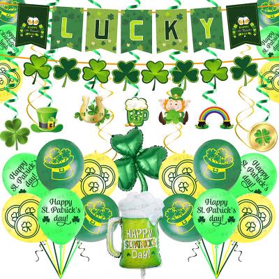 China Irish Paper St. Patrick's Day Party Decorations Holiday Clover Banner Latex Foil Balloons Spiral Together During for sale