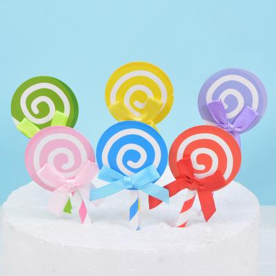 China Lollipop Shaped Cake Topper Cupcake Dessert Decorating Paper 6 Colors Inserts For Birthday Wedding Children's Day Party Decorations for sale