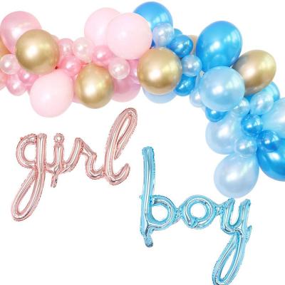 China Wholesale Cute Gender Reveal Balloon Arch Boy or Girl Foil Balloon Party Decorations Pink and Blue Set for sale