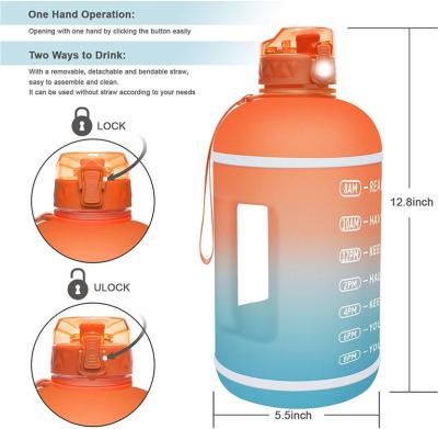 China Viable Leak Proof BPA Free Large Plastic Reusable Gallon Water Bottles With Times Drinking Water Jug For Fitness Gym Purposes for sale