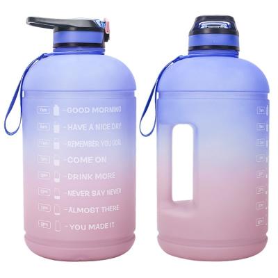 China Viable Fitness Large 1 Gallon Motivational Drinking Water Bottles With Time Marker And Straw for sale