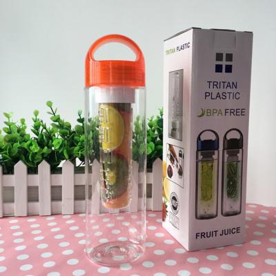 China Large 750ml BPA Free Viable Leak Proof Gradient Fruit Infuser Water Bottle With Time Marker for sale