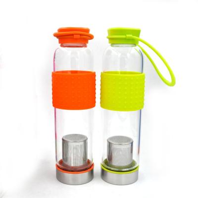 China Stocked Free Samples 500ml Glass Bottle With Tea Filter for sale