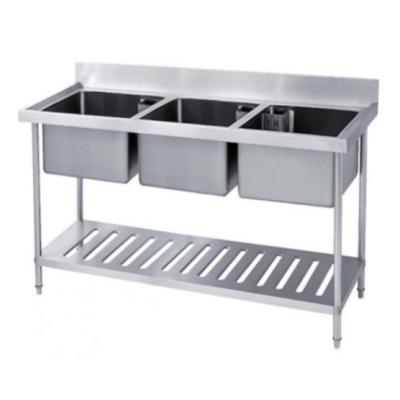 China Without faucet SK-3-2000 catering equipment stainless steel triple kitchen sink/table sink wash bench for sale