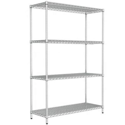 China Heavy Duty Metal P610X1220 4-Tier Black Metal Wire Shelving Unit Rack With Casters for sale