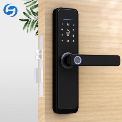 China Huiyou security fingerprint office biometric password tuya card x2 smart lock door with mechanical keys for sale