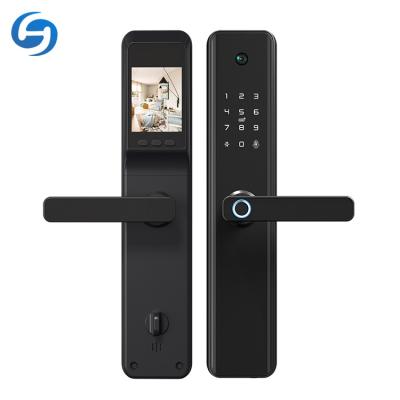 China Fingerprint keyless rim office Huiyou wifi tuya control smart entry door locks with camera Canton port outdoor for sale