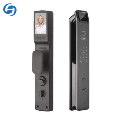 China Luxury Biometric Access 3d Face Recognition Desktop Fingerprint Home Auto Opening Smart Door Lock With Camera for sale