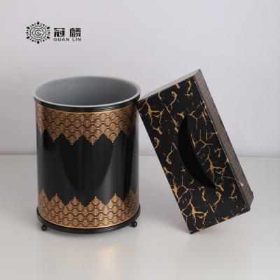 China Romantic Wholesale Plastic Candlelight Hotel Bathroom Tissue Box Holder Home Room Trash Towel Tissue Box Sets for sale