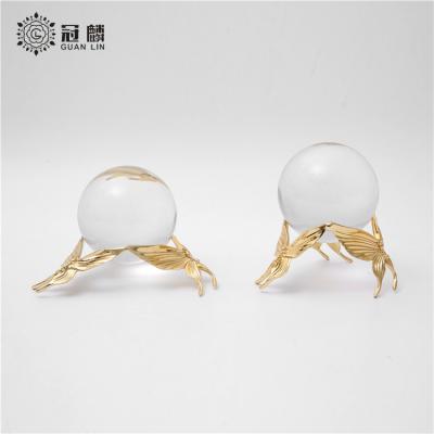 China Reusable Modern Minimalist Luxury Decorative Zinc Alloy Butterfly Crystal Ball Ornaments Feng Shui Ornaments for sale