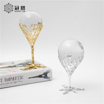 China Home Metal Crystal Ball Candle Holders Reusable New Design Decoration Gold Glass for sale