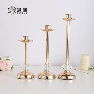 China Wholesale Antique Style Wedding Taper European Candlestick Holder Metal Glass Candle Holders for sale