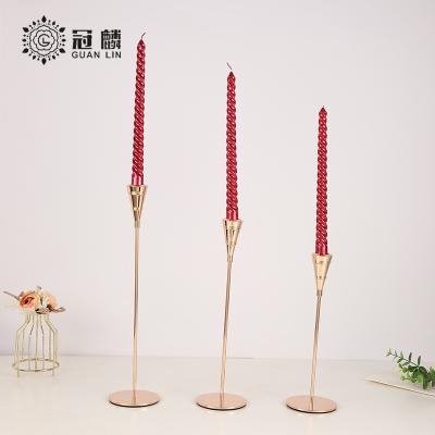 China Reusable Fashionable European Gold Cone Headband Strips Gold Iron Candlesticks For Candles for sale