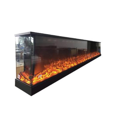 China Customized Size Decorative  2 Sides 3 Sides Fire Flame  Electric Fireplace for sale