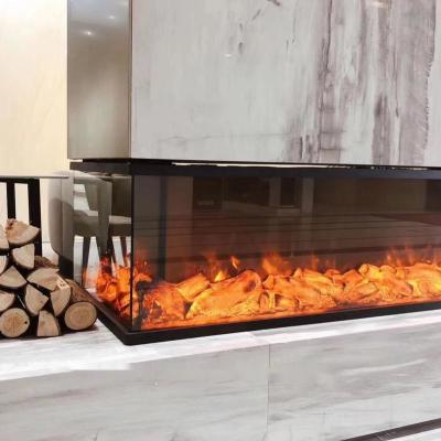 China Custom Decorative Electric Fireplace 3 Sided  110V-220V 28W  Remote Control for sale