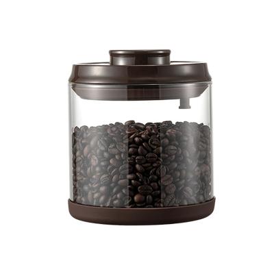 China AnKou High Freshness Preservation Borosilicate Glass Jars - Tea Sugar Coffee Canister With Airtight CO2 Valve Coffee Canister 1200ml for sale