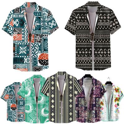 China Summer New Breathable Ethnic Style Mens Beach Hawaiian Shirts 3D Digital Printing Casual Shirts For Men for sale