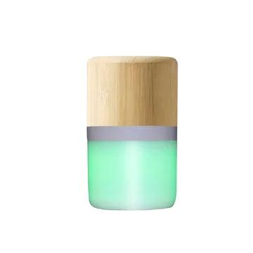 China No 2021 Bamboo wooden speaker BT speaker mini LED fashionable luminous wooden bluetooth speaker with light for sale