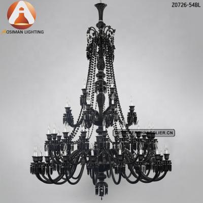 China Large Industrial Baccarat Cristal Black Chandelier with Crystal and Lampshade for sale