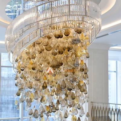 China Custom Made Modern Murano Long Glass Chandelier Chandelier Lighting Fixture for Hotel Lobby Staircase Decoration for sale