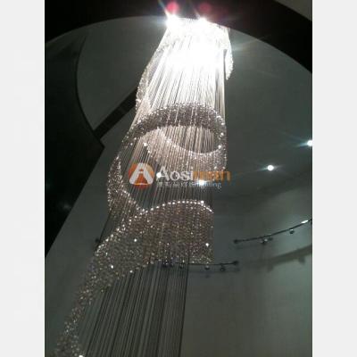 China Long Crystal Pendant Ceiling Light Modern Modern Chandelier for High Ceilings for sale