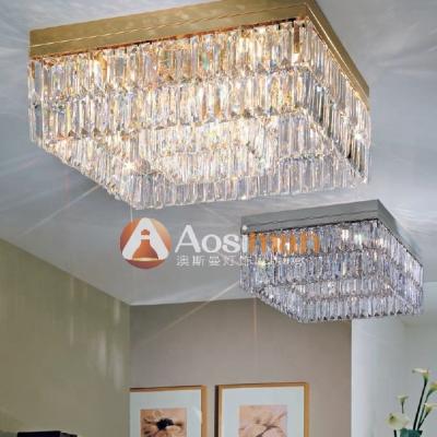 China Modern Rectangle Crystal Lights Chandelier For Big Hotel Room for sale