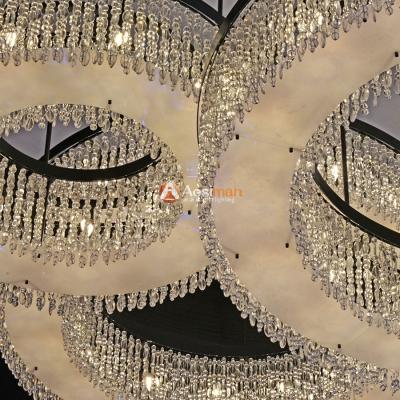 China Traditional Circle Crystal Pendant Ceiling Light Modern Chandelier for High Ceilings for sale