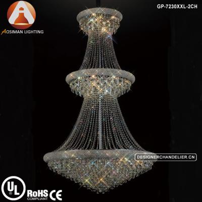 China Chrome Alexandra Light Crystal Chandelier 3 Row Diffused Pendant Lamp for sale