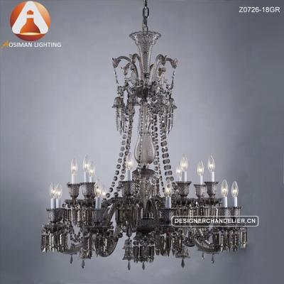 China 18 Industrial Light Baccarat Crystal Chandelier in Ash Gray Color for sale