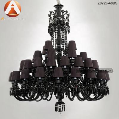 China Industrial 48 Large Light Chandelier With Black Crystal And Lampshade for sale