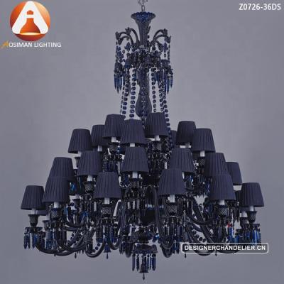 China 36 Modern Crystal Chandelier Light Dark Blue with Jean Lampshade for sale