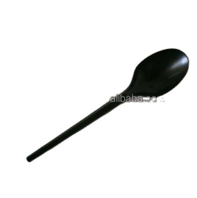 China Disposable Disposable Salad Serving Plastic Black Spoon for sale