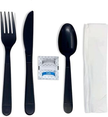 China Disposable Inflight Disposable Plastic Tableware Sets Fork Knife Spoon Napkin for sale