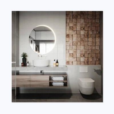 China Waterproof Modern Style Special Design Wooden Bathroom Vanity With Marble Countertop And Basins Above On for sale