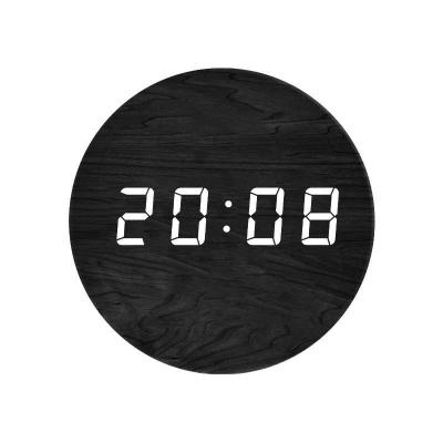 China New Design Minimalist Radio Led Display Home Decor Wooden Wall Clock Round Modern Wall Clocks For Sale for sale