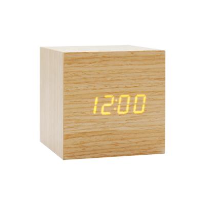 China Sizes Modern Home Decor Silent Frameless Square Wood Led Clock For Bedside Desk for sale