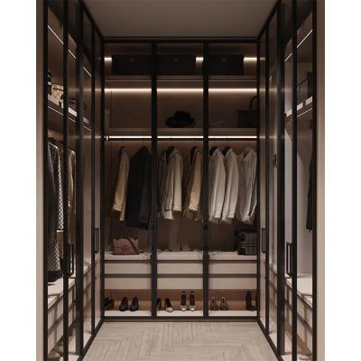 China (Size) L Shape Adjustable Modern Glass Door Luxury Bedrooms Walk In Wardrobe Design for sale