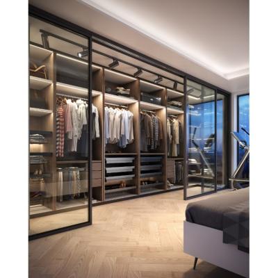 China Hangzhou Luxury Adjustable High End Glass Wardrobe Door Walk In Closet Sliding Closet Wardrobe Door Hardware for sale