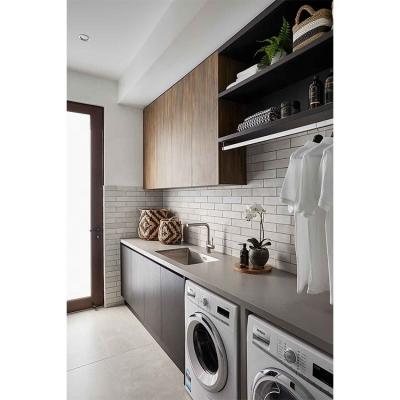 China Modern Black Laundry Cabinets Sink Cabinet With Washing Machine for sale