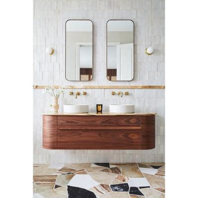 China Modern Craftsman Bathroom And Kitchen Curved Bathroom Vanity Design MDF Bathroom Vanity Cabinets With Mirror for sale