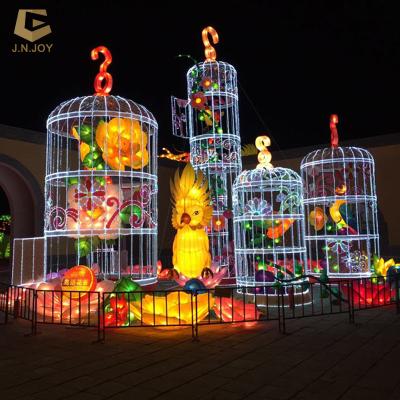 China Amusement Park Lantern, Flamingo Modern Asian Lanterns China Silk Lantern Led Light for sale